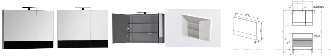 Зеркальный шкаф «Aquanet» Верона 90 без света чёрный левый Зеркальный шкаф «Aquanet» Верона 90 без света чёрный левый