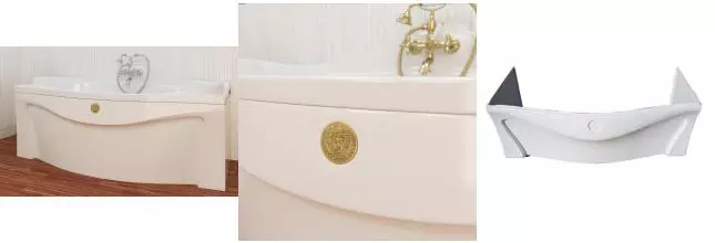 Экран под ванну «Фэма» Франческа (с правым и левым крылом) белый/золото