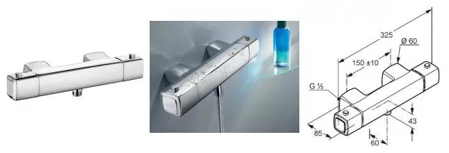 Смеситель для душа «Kludi» Q-beo 504000542 с термостатом хром