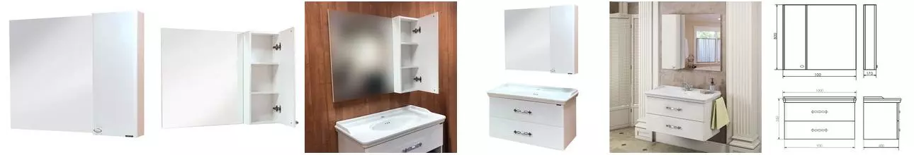 Зеркальный шкаф «Comforty» Неаполь 100 без света белый универсальный Зеркальный шкаф «Comforty» Неаполь 100 без света белый универсальный