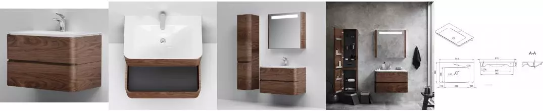 Тумба с раковиной «Am.Pm» Sensation 80 (Sensation 80) подвесная орех