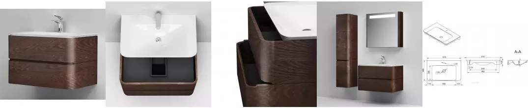 Тумба с раковиной «Am.Pm» Sensation 80 (Sensation 80) подвесная табачный дуб