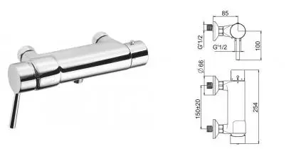 Смеситель для душа «Presto» Mastermix Douche Choc Therm 75112 с термостатом хром
