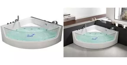 Гидромассажная ванна акриловая «Cerutti» C-401 150/150 с каркасом с сифоном белая