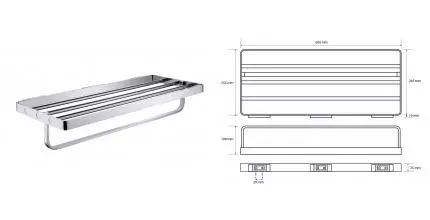 Полотенцедержатель с полкой «Bemeta» Solo 139105262 на стену хром
