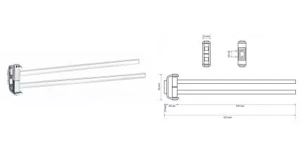 Полотенцедержатель двойной поворотный «Bemeta» Solo 139104102 на стену хром
