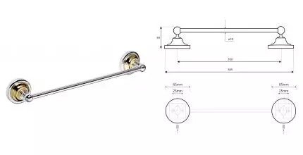 Полотенцедержатель «Bemeta» Retro 144204018 на стену хром/золото