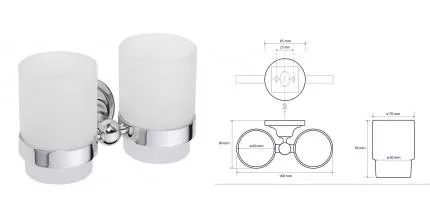 Двойной стакан для зубных щёток «Bemeta» Retro 144310022 на стену хром