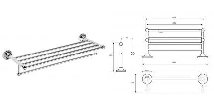 Полотенцедержатель с полкой «Bemeta» Retro 144302092 на стену хром