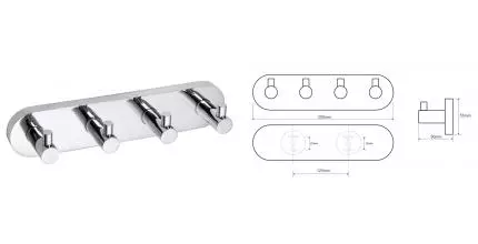 Планка с крючками «Bemeta» Omega 104405212 на стену хром