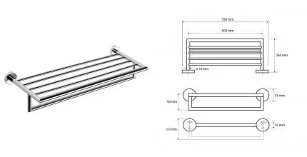Полотенцедержатель с полкой «Bemeta» Omega 104219072 на стену хром