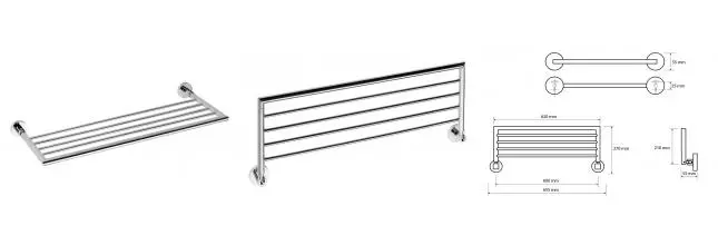 Полотенцедержатель с полкой «Bemeta» Omega 104205152 на стену хром