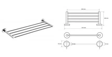 Полотенцедержатель с полкой «Bemeta» Omega 104205082 на стену хром