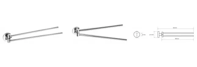 Полотенцедержатель двойной поворотный «Bemeta» Omega 104204191 на стену хром