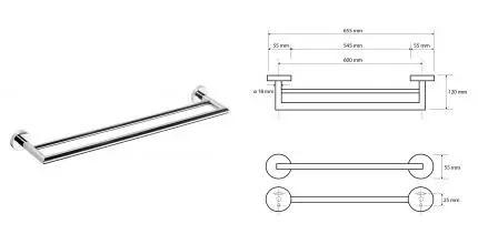 Полотенцедержатель двойной «Bemeta» Omega 104204052 на стену хром