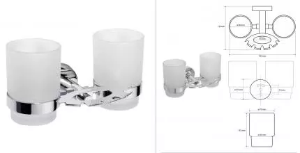 Двойной стакан для зубных щёток «Bemeta» Omega 104110042 на стену хром