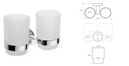Двойной стакан для зубных щёток «Bemeta» Omega 104110022 на стену хром