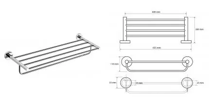 Полотенцедержатель с полкой «Bemeta» Omega 104105072 на стену хром
