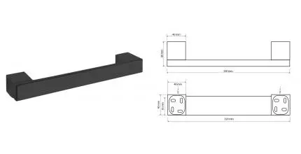 Поручень «Bemeta» Nero 135507670 на стену чёрный