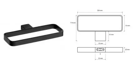Полотенцедержатель «Bemeta» Nero 135004060 на стену чёрный