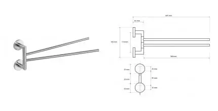 Полотенцедержатель двойной поворотный «Bemeta» Neo 104204105 на стену хром