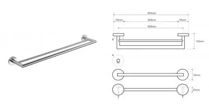 Полотенцедержатель двойной «Bemeta» Neo 104204055 на стену хром
