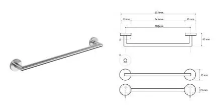 Полотенцедержатель «Bemeta» Neo 104204045 на стену хром
