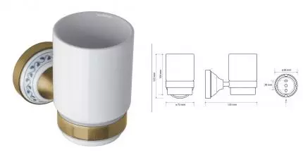 Стакан для зубных щёток «Bemeta» Kera 144710017 на стену бронза/белый