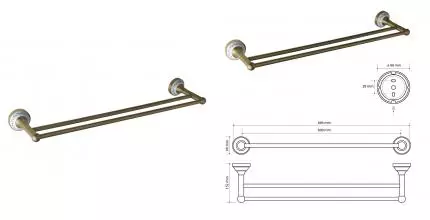 Полотенцедержатель двойной «Bemeta» Kera 144704057 на стену бронза/белый Полотенцедержатель двойной «Bemeta» Kera 144704057 на стену бронза/белый