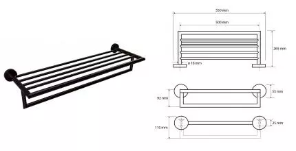 Полотенцедержатель с полкой «Bemeta» Dark 104219070 на стену чёрный Полотенцедержатель с полкой «Bemeta» Dark 104219070 на стену чёрный