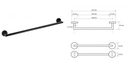 Полотенцедержатель «Bemeta» Dark 104204040 на стену чёрный