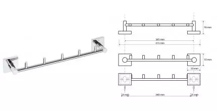 Планка с крючками «Bemeta» Beta 132105112 на стену хром