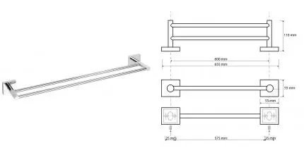 Полотенцедержатель двойной «Bemeta» Beta 132104052 на стену хром