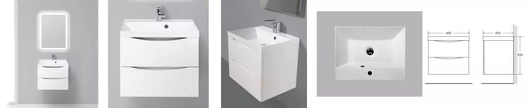 Мебель для ванной подвесная «Belbagno» Marino 60 Bianco Opaco Мебель для ванной подвесная «Belbagno» Marino 60 Bianco Opaco