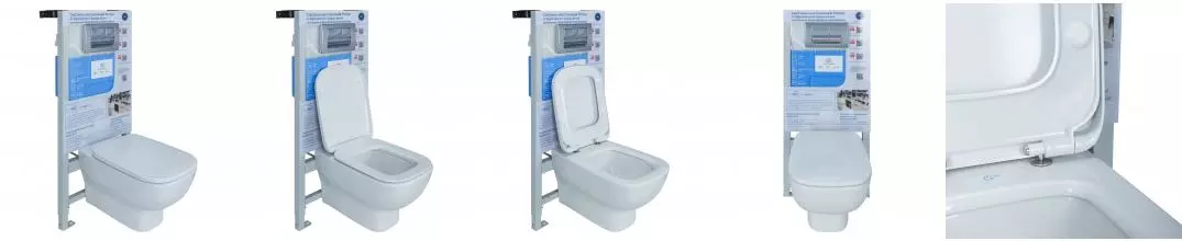 Комплект инсталляция с унитазом, крышкой и кнопкой смыва «Ideal Standard» Esedra T387301 безободковый белый/хром Комплект инсталляция с унитазом, крышкой и кнопкой смыва «Ideal Standard» Esedra T387301 безободковый белый/хром