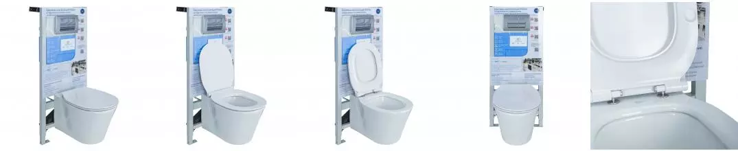 Комплект инсталляция с унитазом, крышкой и кнопкой смыва «Ideal Standard» Connect Air E212801 безободковый белый/хром Комплект инсталляция с унитазом, крышкой и кнопкой смыва «Ideal Standard» Connect Air E212801 безободковый белый/хром