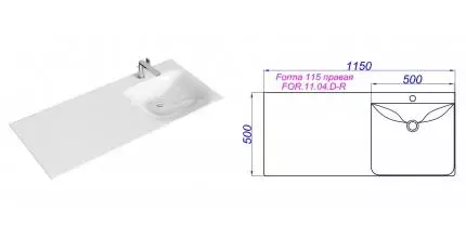 Раковина над стиральной машиной «Aqwella» Forma 115 литьевой мрамор белая правая