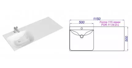 Раковина над стиральной машиной «Aqwella» Forma 115 литьевой мрамор белая левая Раковина над стиральной машиной «Aqwella» Forma 115 литьевой мрамор белая левая
