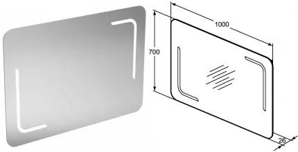 Зеркало «Ideal Standard» Mirror&Light 100/70 T3352BH с подсветкой и подогревом