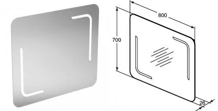 Зеркало «Ideal Standard» Mirror&Light 80/70 T3351BH с подсветкой и подогревом