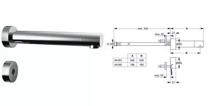Излив к смесителю «Ideal Standard» Ceraplus A4161AA 23 хром Излив к смесителю «Ideal Standard» Ceraplus A4161AA 23 хром