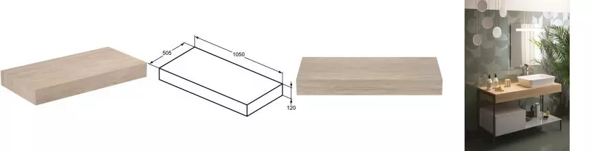 ADAPTO Консольная полка 105х50 см без выреза, с крепежом · Adapto, Ideal Standard, U8408FF