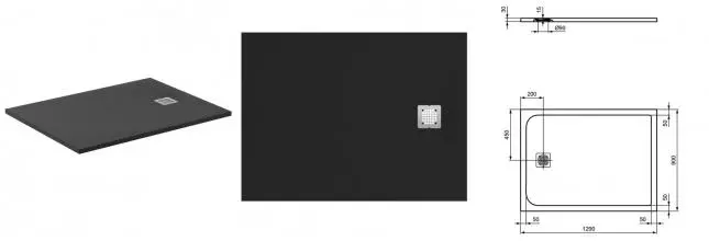 Душевой поддон «Ideal Standard» UltraFlat S K8230FV 120/90 низкий из литьевого мрамора прямоугольный чёрный без сифона Душевой поддон «Ideal Standard» UltraFlat S K8230FV 120/90 низкий из литьевого мрамора прямоугольный чёрный без сифона