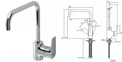 Смеситель для кухонной мойки «Ideal Standard» Ceraplan III B0725AA хром Смеситель для кухонной мойки «Ideal Standard» Ceraplan III B0725AA хром