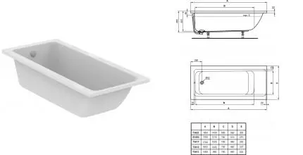 Ванна акриловая «Ideal Standard» Connect Air 170/75 без опор без сифона белая Ванна акриловая «Ideal Standard» Connect Air 170/75 без опор без сифона белая