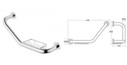 Поручень с мыльницей «Ideal Standard» Iom A9114AA на стену хром Поручень с мыльницей «Ideal Standard» Iom A9114AA на стену хром