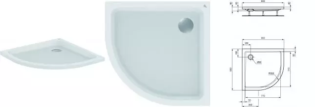 HOTLINE Акриловый сегментный душевой поддон 90X90X7 см · Hot Line, Ideal Standard, K278001 HOTLINE Акриловый сегментный душевой поддон 90X90X7 см · Hot Line, Ideal Standard, K278001