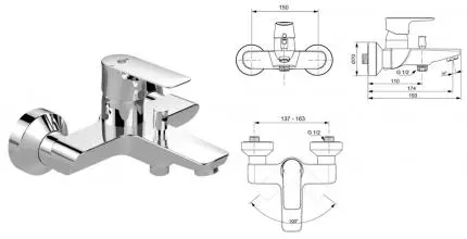 Смеситель для ванны «Ideal Standard» Connect Air A7033AA хром