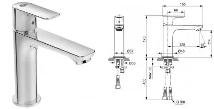 Смеситель для раковины «Ideal Standard» Connect Air Grande A7015AA хром