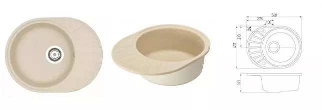 Мойка для кухни «Aquaton» Чезана 57/44 искусственный камень шампань универсальная Мойка для кухни «Aquaton» Чезана 57/44 искусственный камень шампань универсальная